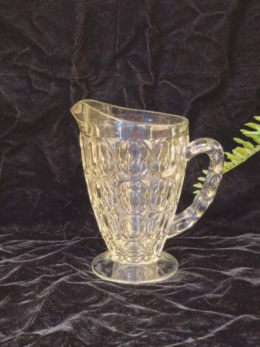 Vintage Clear Glass Pitcher With Textured Bubble Design 6.5 Inches Tall Ideal Fo